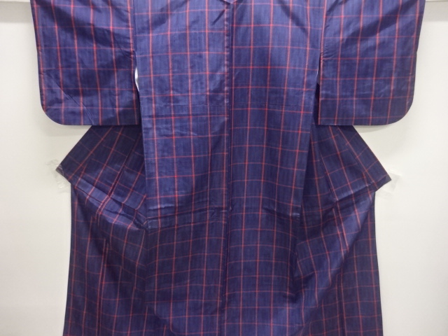 JAPANESE KIMONO / KIMONO ENSEMBLE / SILK / HAND WOVEN TSUMUGI / GRID